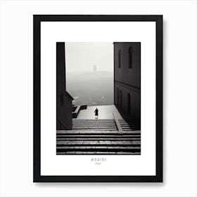 Poster Of Assisi, Italy, Black And White Analogue Photography 2 Art Print