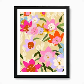 Colorful Summer Flowers Yellow Art Print