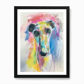 Colourful Gouache Saluki Dog Painting Art Print