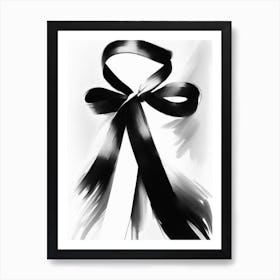 Hope Ribbon Symbol Black And White Painting Art Print