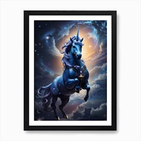 Blue Unicorn Art Print