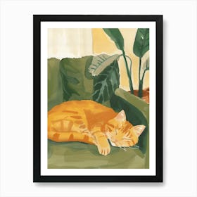 Cat Sleeping On The Couch 8 Art Print