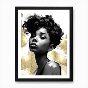 Black Girl with Gold Abstract 17 Art Print