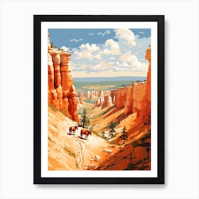 Horses Painting In Bryce Canyon Utah, Usa 3 Art Print