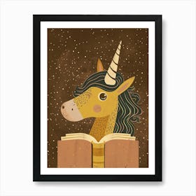 Unicorn Reading A Book Muted Pastels 5 Art Print