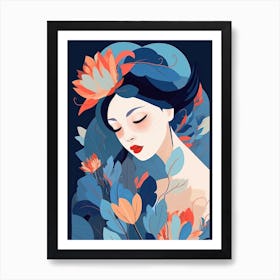 Bloom Body Woman Blue Tones 1 Art Print