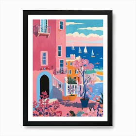 Pink House At The Beach Art Print