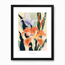 Colourful Flower Illustration Poster Gladiolus 2 Art Print