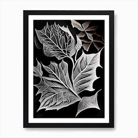 Peach Leaf Linocut 3 Art Print