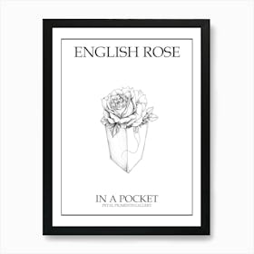 English Rose In A Pocket Line Drawing 1 Poster Art Print