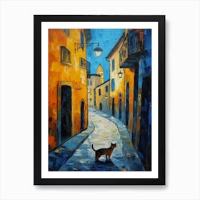 Painting Of Florence With A Cat In The Style Of Expressionism 4 Art Print