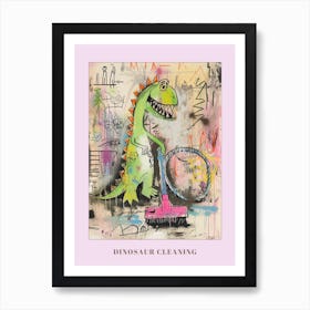 Dinosaur Hoovering The House Graffiti Style 2 Poster Art Print