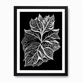 Apple Leaf Linocut 2 Art Print