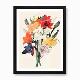 Amaryllis 4 Collage Flower Bouquet Art Print