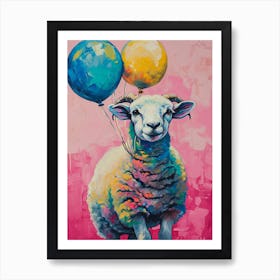 Cute Ram 3 With Balloon Art Print