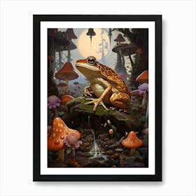 Mystical Mushroom Wood Frog 1 Art Print