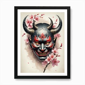 Floral Irezumi The Traditional Japanese Tattoo Hannya Mask (27) Art Print