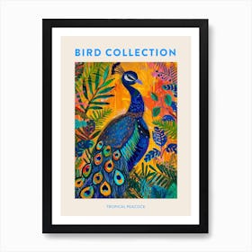 Peacock With Tropical Plants Gouache Painting Poster Affiche