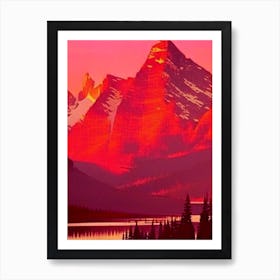 The Canadian Rockies Retro Sunset Art Print
