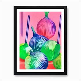 Onion Risograph Retro Poster vegetable Art Print