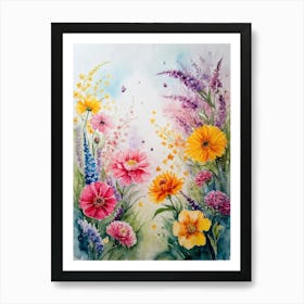 Watercolor Of Flowers 4 Art Print