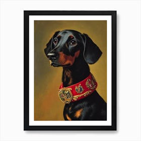 Dachshund 2 Renaissance Portrait Oil Painting Art Print