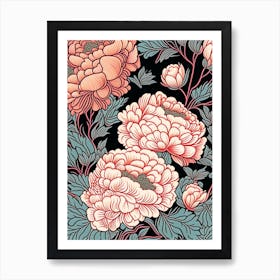 Coral Charm Peonies 3 Drawing Poster