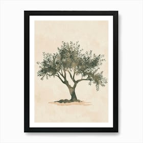 Olive Tree Minimal Japandi Illustration 3 Art Print