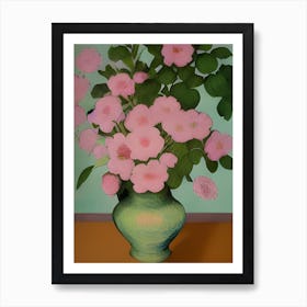 Pink Flowers In Vase Art Print