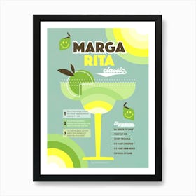 Retro Cocktail Margarita Turquoise Green Art Print