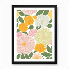 Marigold Pastel Floral 1 Flower Art Print