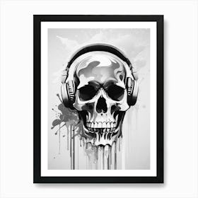 Skull With Headphones 88 Art Print