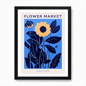 Blue Flower Market Poster Sunflower Market Poster 1 Art Print