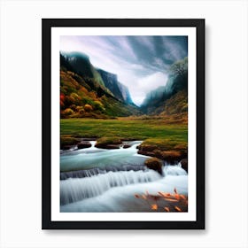 Waterfalls In The Mountains Art Print