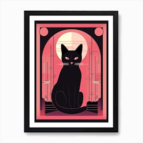 The Hermit Tarot Card, Black Cat In Pink 3 Art Print