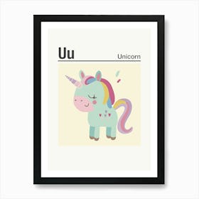 Animals Alphabet Unicorn 4 Art Print