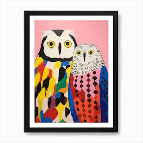 Colourful Kids Animal Art Snowy Owl 3 Art Print