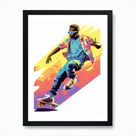Skateboarding In Rio De Janeiro, Brazil Gradient Illustration 2 Art Print