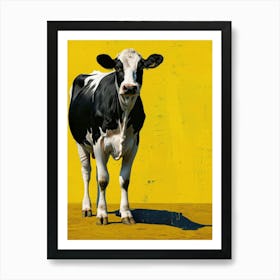 Cow On A Yellow Background Art Print