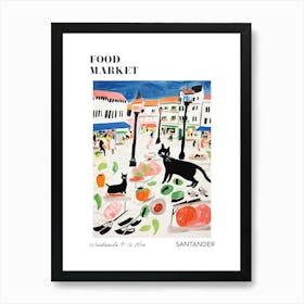 The Food Market In Santander 2 Illustration Poster Art Print