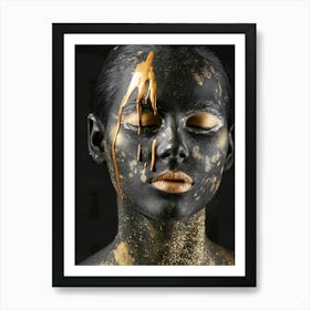 Black And Gold Woman Art Print