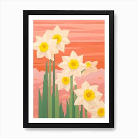 Daffodils Flower Big Bold Illustration 2 Art Print