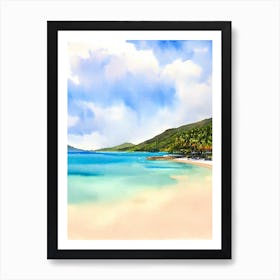 Rodney Bay Beach, St Lucia Watercolour Art Print