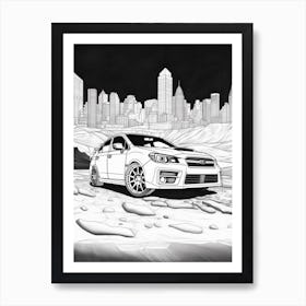 Subaru Impreza Wrx Sti Desert Drawing 1 Art Print
