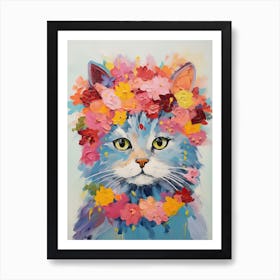 Selkirk Rex Cat With A Flower Crown Painting Matisse Style 1 Art Print