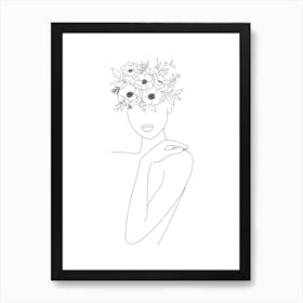 Flower Girl Line Art Art Print