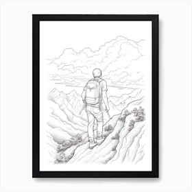 Line Art Inspired By The Wanderer Above The Sea Of Fog 2 Art Print