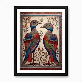 Default Traditional Madhubani Style Painting Of A Birds On A T 1 Art Print