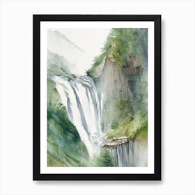 Gavarnie Falls, France Water Colour (2) Art Print