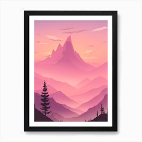Misty Mountains Vertical Background In Pink Tone 92 Art Print